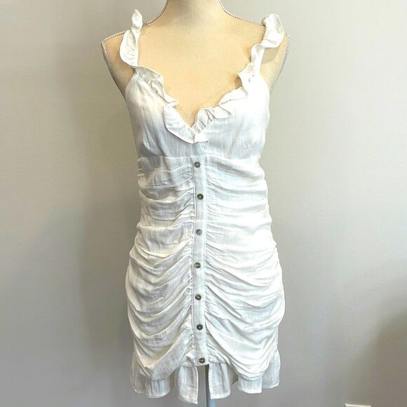 Le Lis White Flirty Faux Button Down Dress - Picture 1 of 5